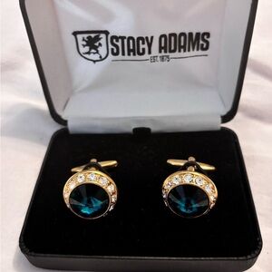 Stacy Adams Gold and Teal Cufflinks